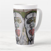 Whimsical 3 Face Original Künstler Malerei Milchtasse (Rechte Ecke)