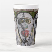 Whimsical 3 Face Original Künstler Malerei Milchtasse (Vorderseite)