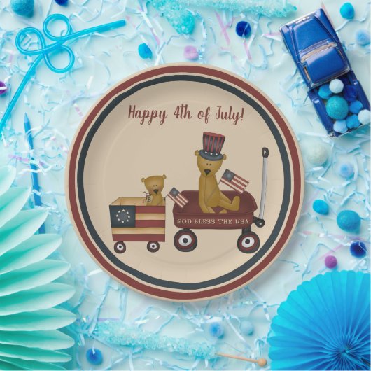 Whimsical 4. Juli Teddy Bären auf Parade Pappteller (Party)