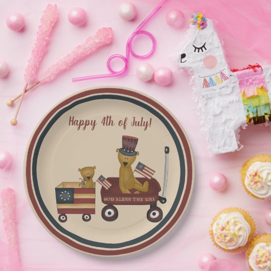 Whimsical 4. Juli Teddy Bären auf Parade Pappteller (Party)