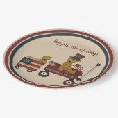 Whimsical 4. Juli Teddy Bären auf Parade Pappteller (Schrägansicht)