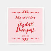 Whimsical 50 and Fabulous Bow Doodle Birthday Serviette (Vorderseite)