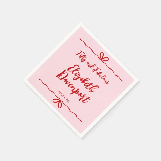 Whimsical 50 and Fabulous Bow Doodle Birthday Serviette (Ecke)