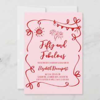 Whimsical 50 und Fabelhafte Doodle- und Bogen-Foto Einladung