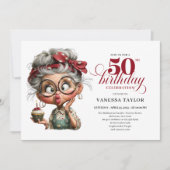 Whimsical 50th birthday invite quirky fun woman einladung (Vorderseite)