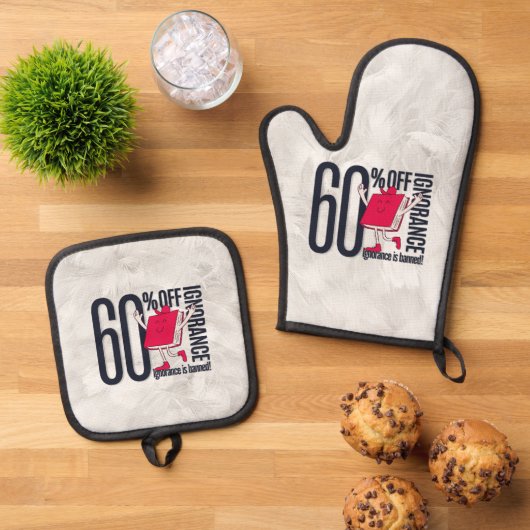 Whimsical 60 Percent Off Ignorance Book Lover Oven Ofenhandschuh & Topflappen-Set (Oben Unten)