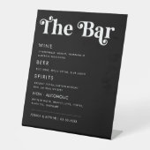 Whimsical 70er Retro Script Wedding Bar Drink Menu Sockelschild (Vorderseite)