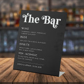Whimsical 70er Retro Script Wedding Bar Drink Menu Sockelschild
