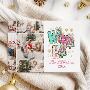 Whimsical 7 Foto Ho Ho Ho Weihnachtsfamilie Feiertagskarte