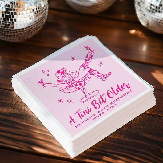 Whimsical A Tini Bit Ältere Hot Pink Geburtstagspa Serviette