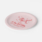 Whimsical A Tini Bit Ältere Rosa und Rot Geburtsta Pappteller (Schrägansicht)