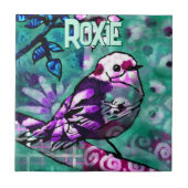 Whimsical Abstract Bird Floral Personalisiert Fliese (Vorderseite)