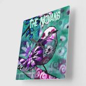 Whimsical Abstract Bird Floral Personalized Quadratische Wanduhr (Winkel)