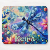 Whimsical Abstract Dragonfly Floral Personalized Mousepad (Vorne)