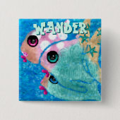 Whimsical Abstract Fish Trio Blue Personalized Button (Vorderseite)