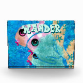 Whimsical Abstract Fish Trio Blue Personalized Fotoblock (Vorderseite)