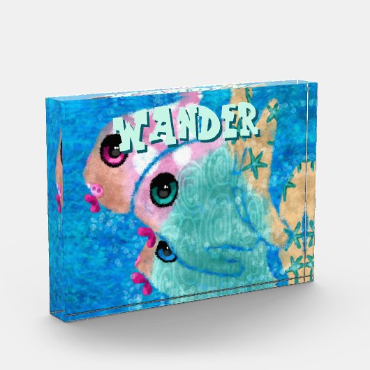 Whimsical Abstract Fish Trio Blue Personalized Fotoblock (Links)