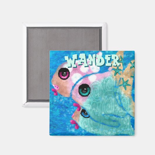 Whimsical Abstract Fish Trio Blue Personalized Magnet (Vorderseite/Rückseite)