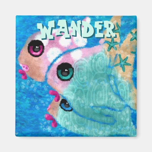 Whimsical Abstract Fish Trio Blue Personalized Magnet (Vorne)