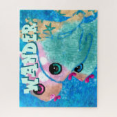 Whimsical Abstract Fish Trio Blue Personalized Puzzle (Vertikal)