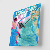 Whimsical Abstract Fish Trio Blue Personalized Quadratische Wanduhr (Winkel)