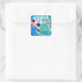 Whimsical Abstract Fish Trio Blue Personalized Quadratischer Aufkleber (Tasche)
