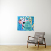 Whimsical Abstract Fish Trio Blue Personalized Wandteppich (Beispiel (Horizontal))
