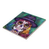 Whimsical Abstract Floral Hippie Sugar Skull Fliese (Seite)