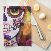 Whimsical Abstract Floral Hippie Sugar Skull Geschirrtuch (Viertel Falte)