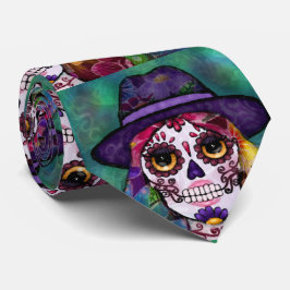 Whimsical Abstract Floral Hippie Sugar Skull Krawatte