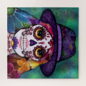 Whimsical Abstract Floral Hippie Sugar Skull Puzzle (Horizontal)