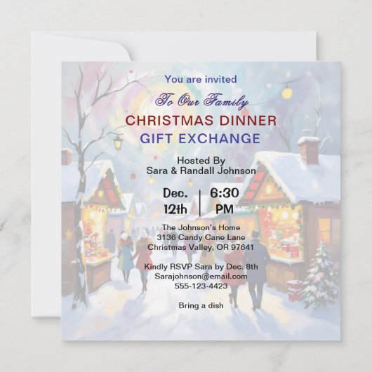 Whimsical Abstract Holiday Market Christmas Party Einladung (Rückseite)