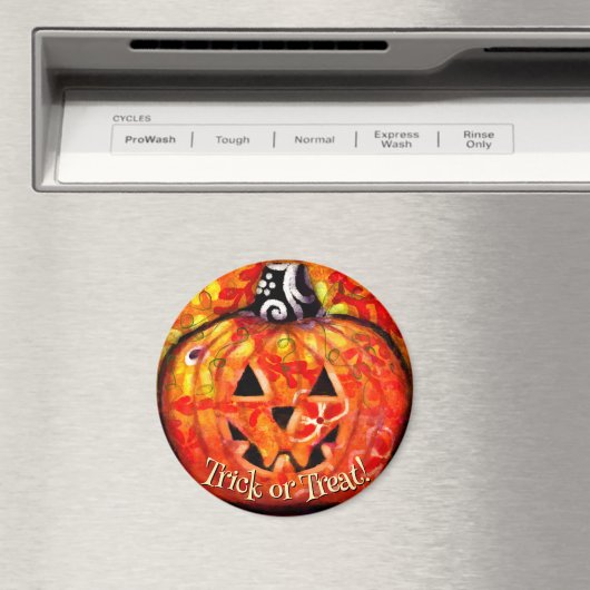 Whimsical Abstract Jack O Lantern Personalized Magnet (In Situ (Geschirrspüler))