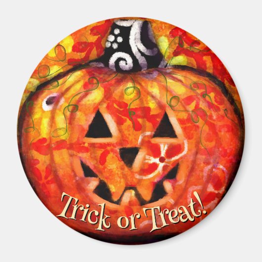 Whimsical Abstract Jack O Lantern Personalized Magnet (Vorne)