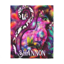 Whimsical Abstract Kitty Cat Floral Personalized