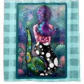 Whimsical Abstract Mermaid Nautical Teal Seashells Duschvorhang (Vorderseite)