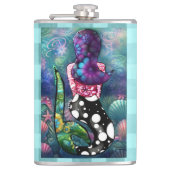 Whimsical Abstract Mermaid Nautical Teal Seashells Flachmann (Vorderseite)