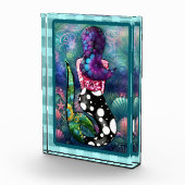 Whimsical Abstract Mermaid Nautical Teal Seashells Fotoblock (Rechts)