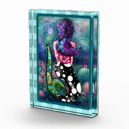 Whimsical Abstract Mermaid Nautical Teal Seashells Fotoblock
