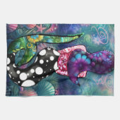 Whimsical Abstract Mermaid Nautical Teal Seashells Geschirrtuch (Horizontal)