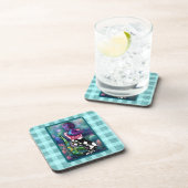 Whimsical Abstract Mermaid Nautical Teal Seashells Getränkeuntersetzer (Rechte Seite)