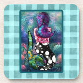 Whimsical Abstract Mermaid Nautical Teal Seashells Getränkeuntersetzer (Vorderseite)