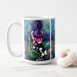 Whimsical Abstract Mermaid Nautical Teal Seashells Kaffeetasse