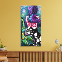 Whimsical Abstract Mermaid Nautical Teal Seashells Leinwanddruck