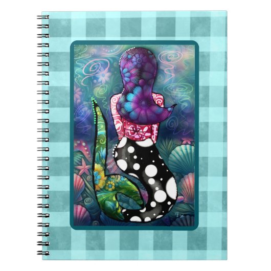 Whimsical Abstract Mermaid Nautical Teal Seashells Notizblock (Vorderseite)