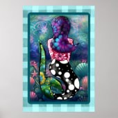 Whimsical Abstract Mermaid Nautical Teal Seashells Poster (Vorne)