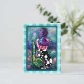 Whimsical Abstract Mermaid Nautical Teal Seashells Postkarte (Stehend Vorderseite)