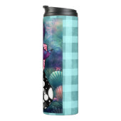 Whimsical Abstract Mermaid Nautical Teal Seashells Thermosbecher (Nach rechts gedreht)