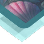 Whimsical Abstract Mermaid Nautical Teal Seashells Tischdecke (Schrägansicht)