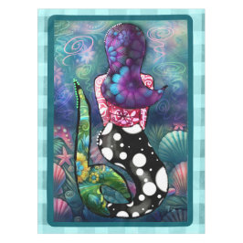 Whimsical Abstract Mermaid Nautical Teal Seashells Tischdecke